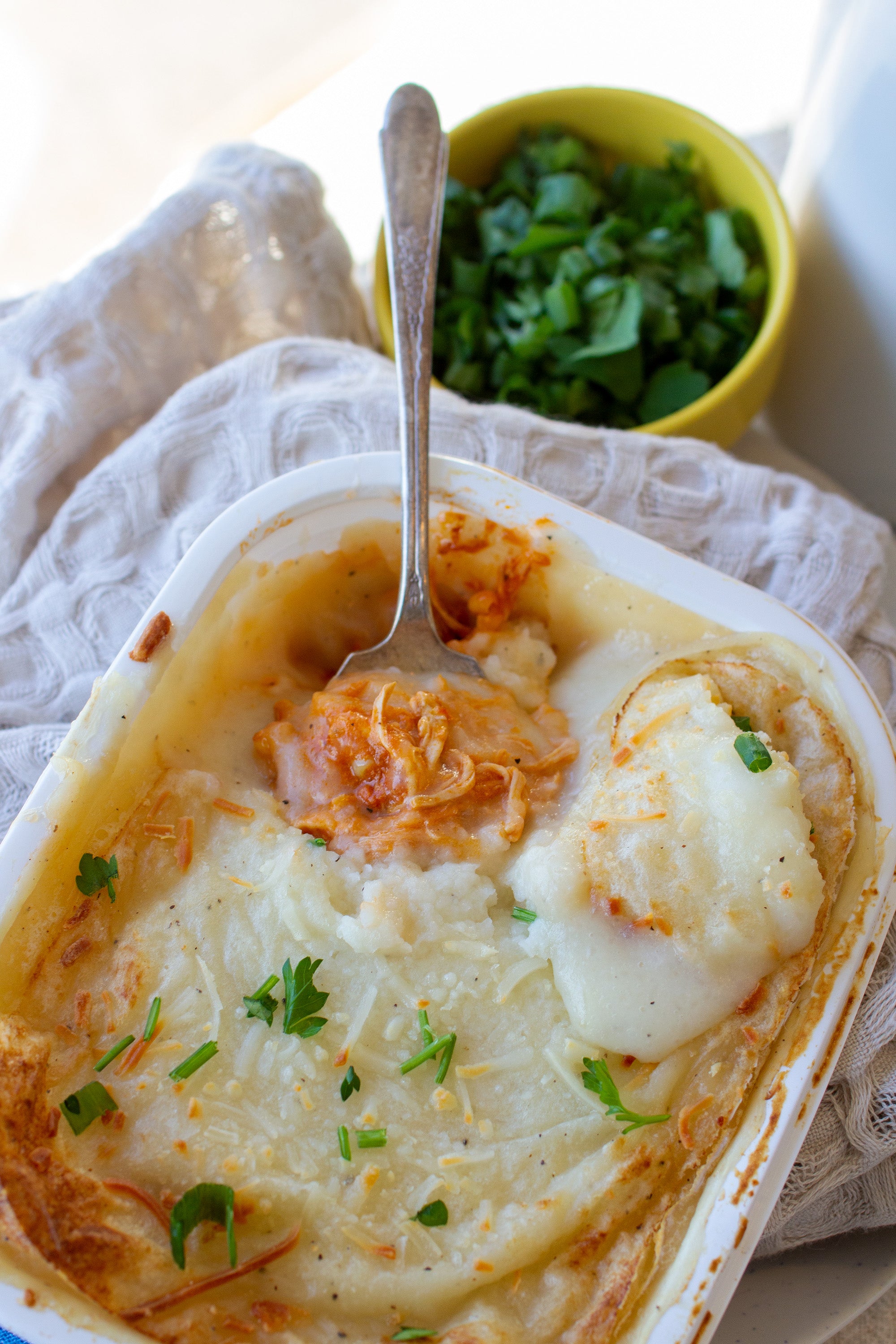 Parmentier de poulet avec purée de manioc