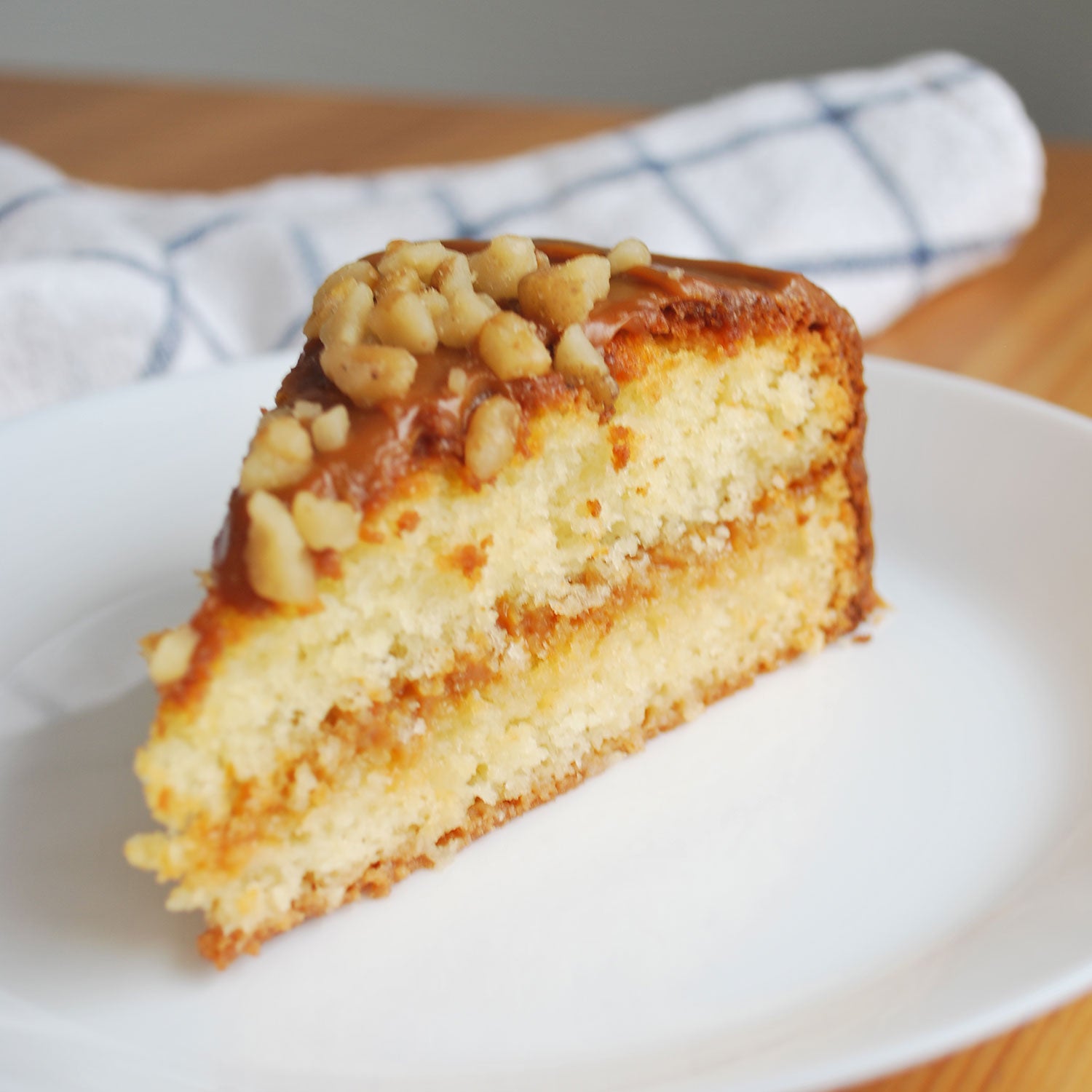 Homemade nuts and dulce de leche cake